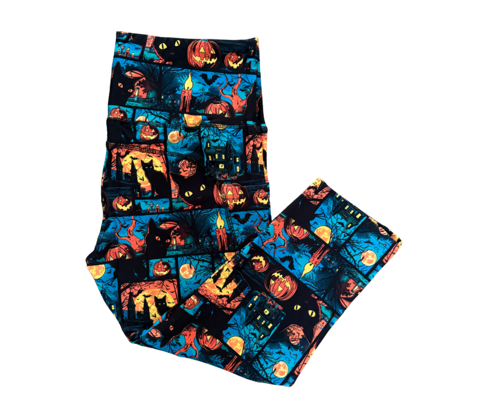 Halloween Capri thigh pocket leggings