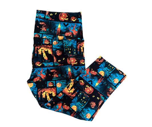 Halloween Capri thigh pocket leggings