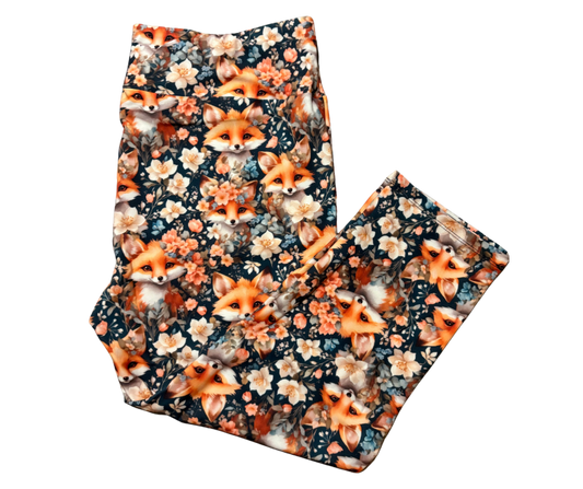 Floral Fox Capri leggings