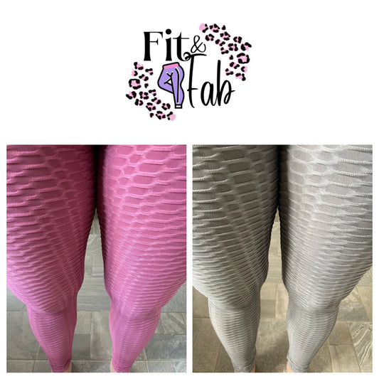 Pink or Grey waffle butt scrunch leggings
