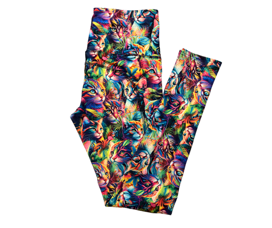 Rainbow Whiskers thigh pocket full length leggings