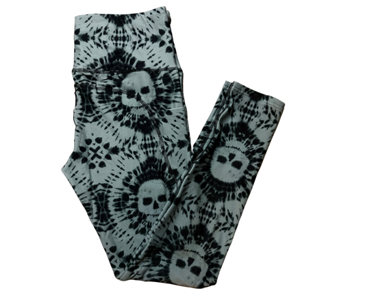 Black Shibori full length thigh pocket leggings