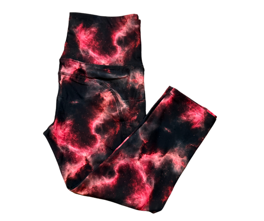Pink Galaxy thigh pocket Capri leggings