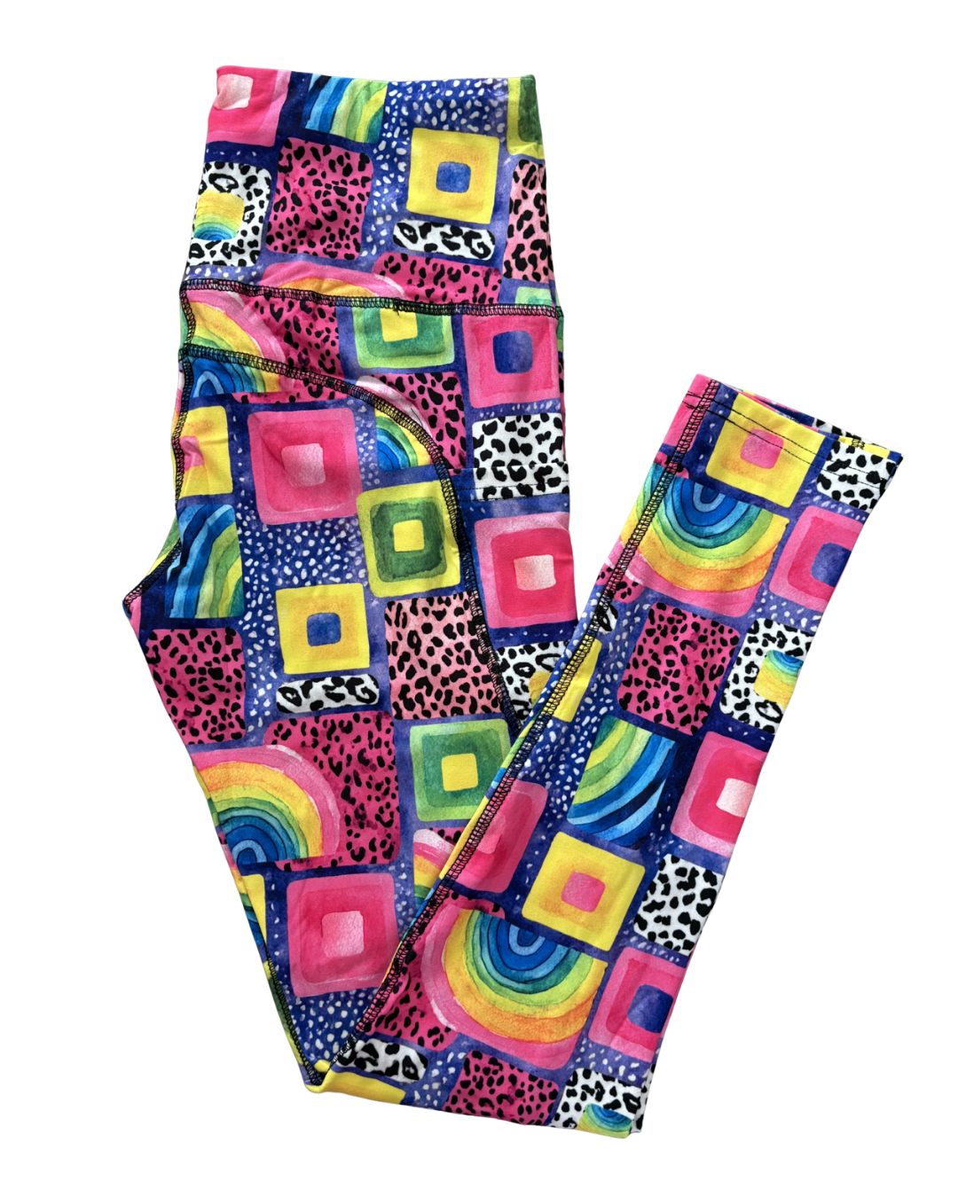 Patchwork Pop full length thigh pocket leggings
