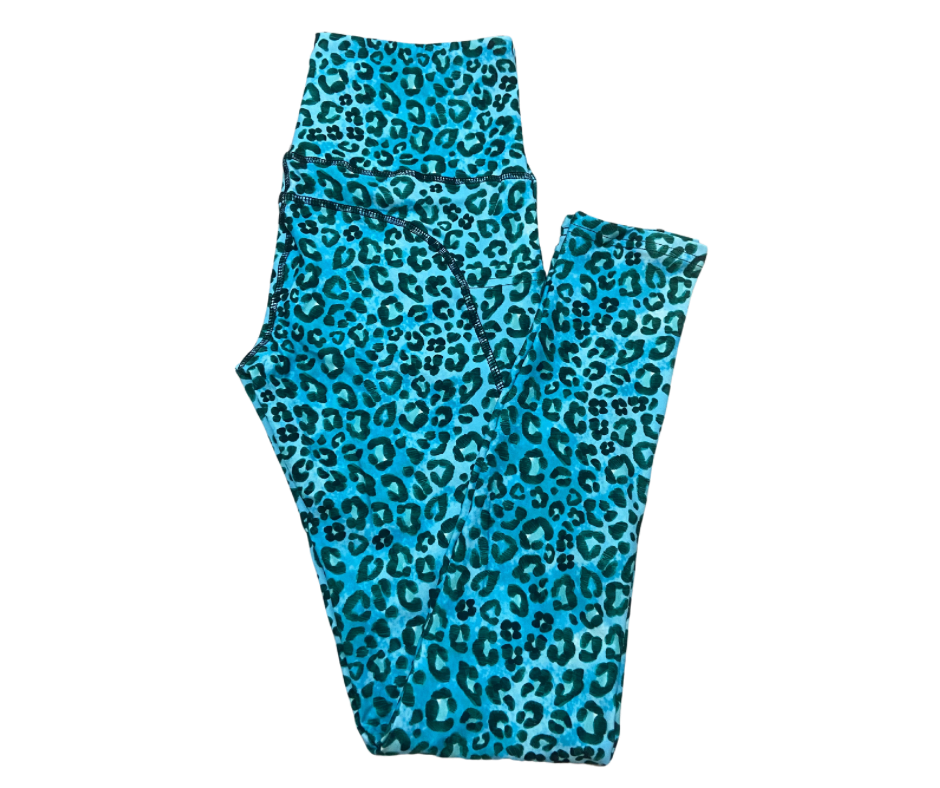 Blue Leopard Full Length Thigh Pocket Leggings
