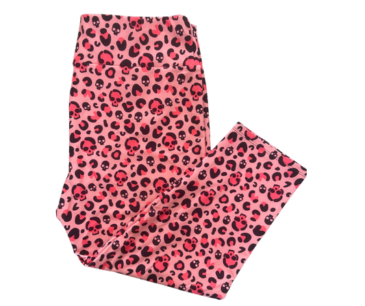 Pink Leopard Skull Capri style leggings