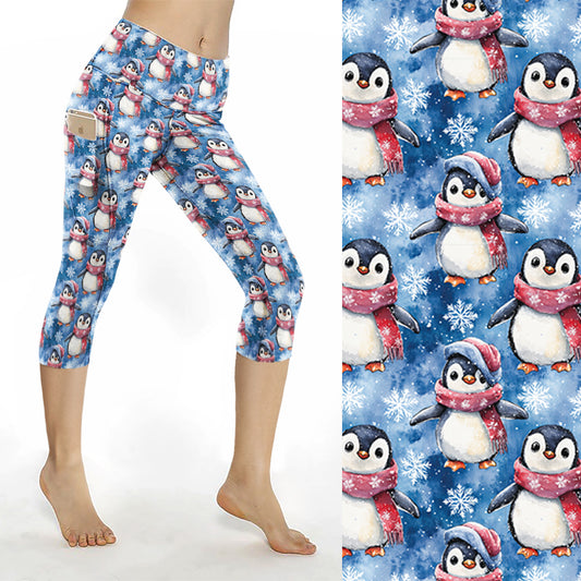 Preorder Cute Penguin Capri thigh pocket leggings, ends 30th September available, available early to mid November