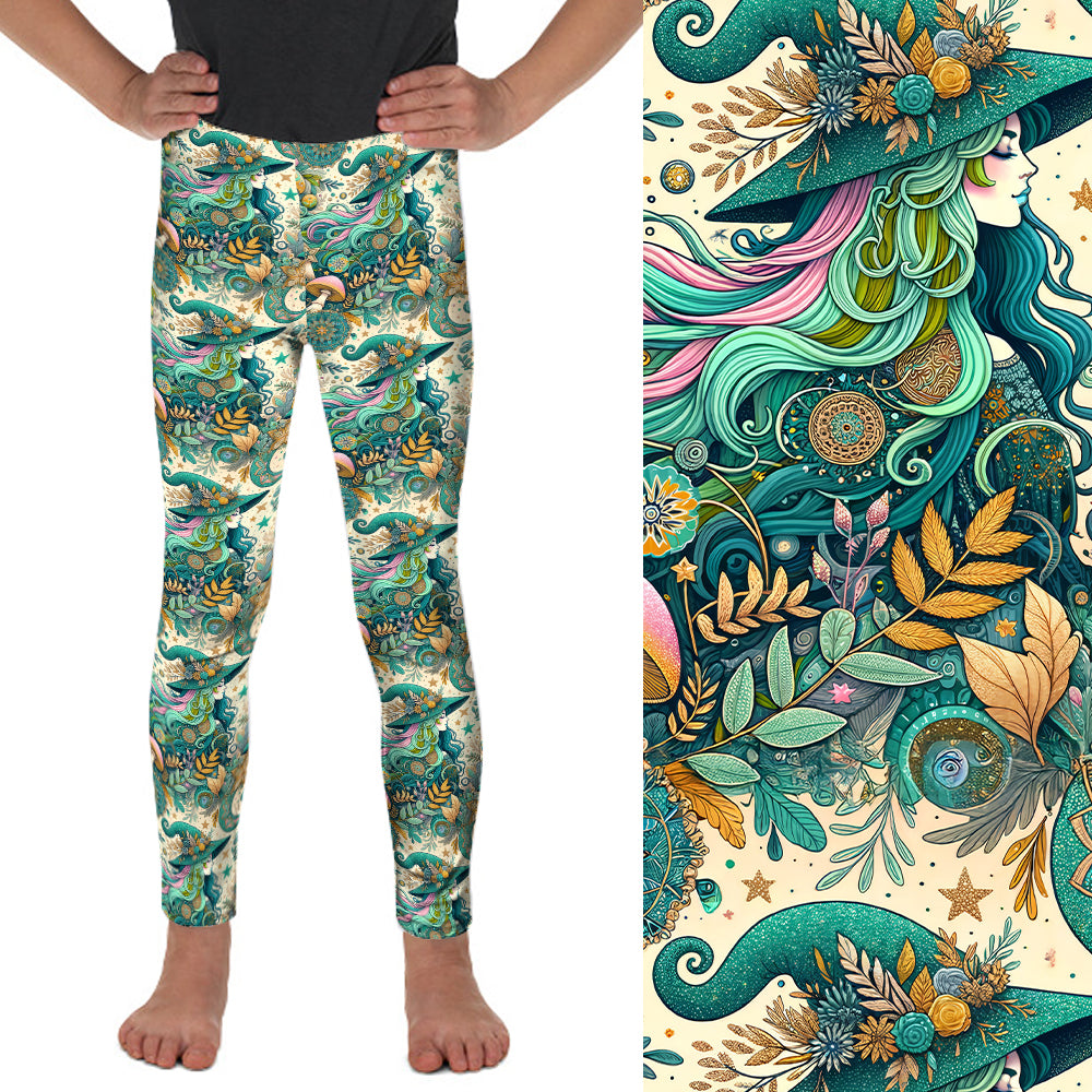 Preorder Emerald Enchantment kids full length leggings. Ends 6th September, available early/mid October.