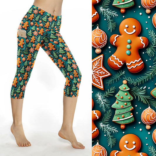 Preorder Gingerbread Forest thigh pocket Capri leggings. Ends 31st October, available early to mid December