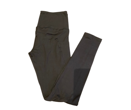 Plain Black Full Length Thigh Pocket Leggings