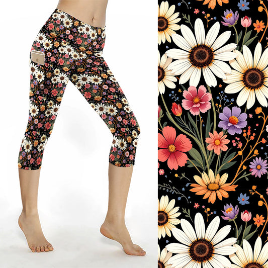 Preorder Wildflower Whimsy thigh pocket Capri leggings. Ends 28th February, available early to mid April