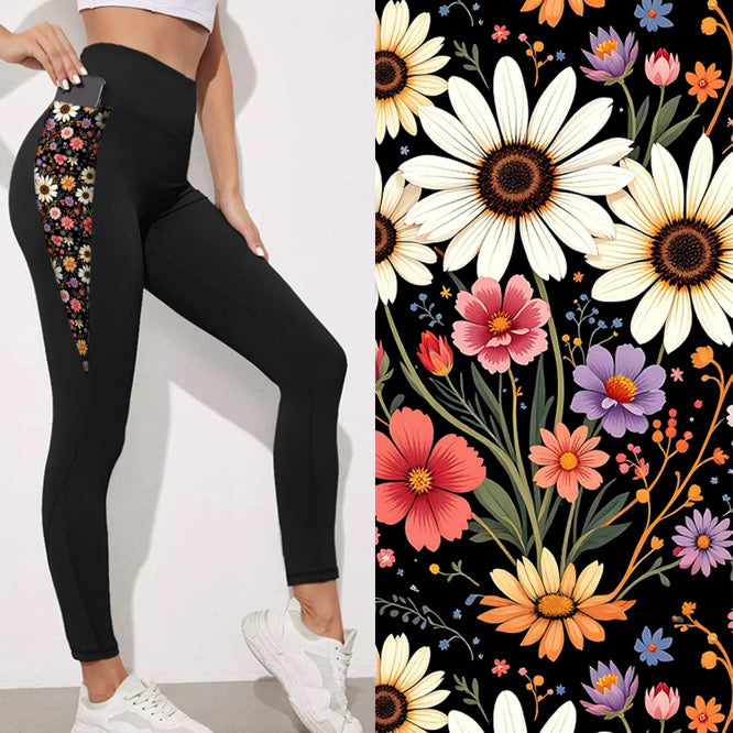 Preorder Wildflower Whimsy full length triangle pocket Leggings. Ends 28th February, available early to mid April