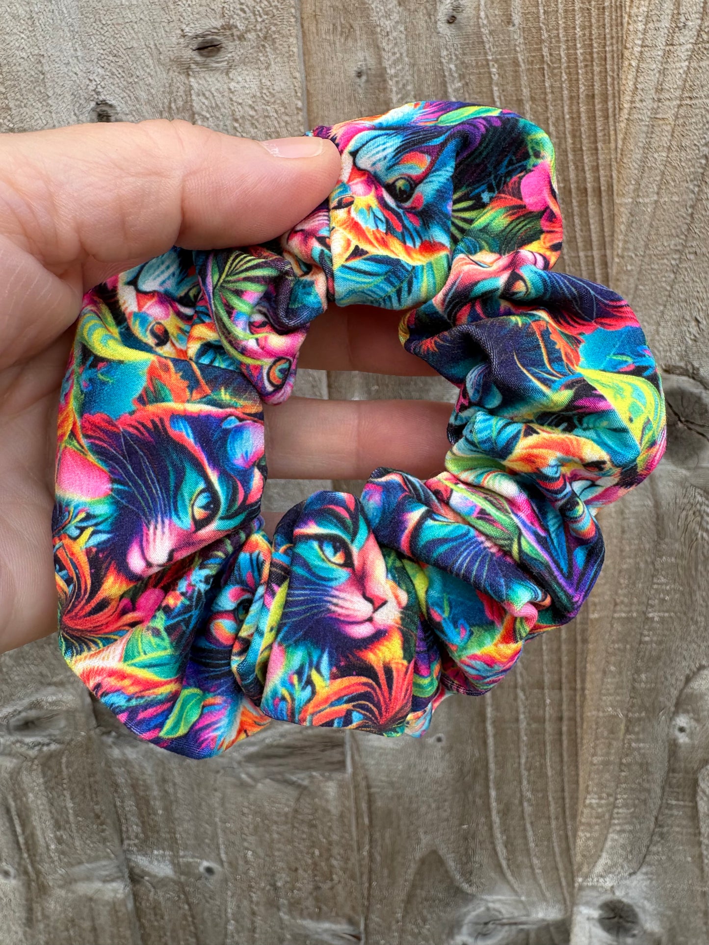 Rainbow Whiskers hair scrunchie