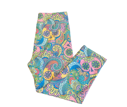 Paisley Skull Capri Leggings