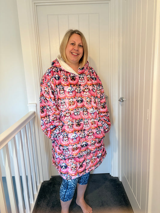 Donut Unicorn Dog oversized hoodie blanket