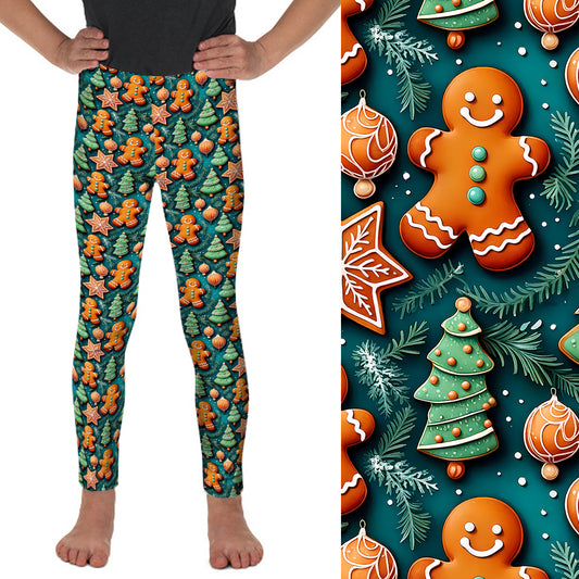 Preorder Kids Gingerbread Forest Full length leggings. Ends 31st October, available early to mid December