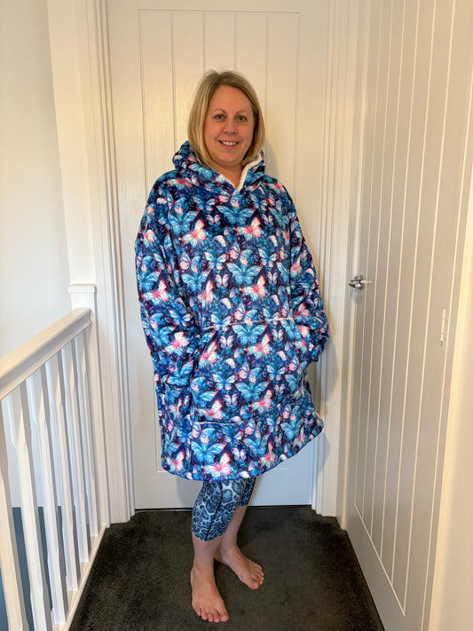 Neon Butterfly oversized hoodie blanket