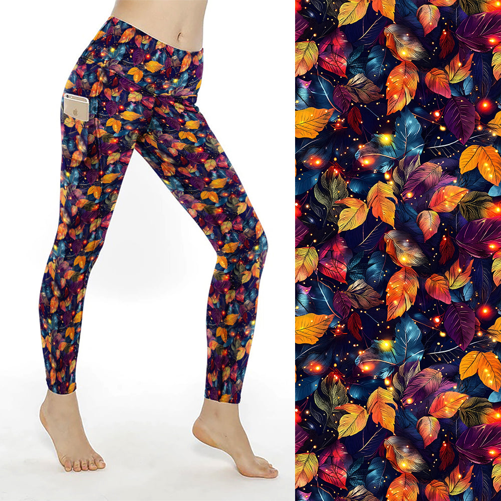 Preorder Autumn Leaves full length thigh pocket leggings