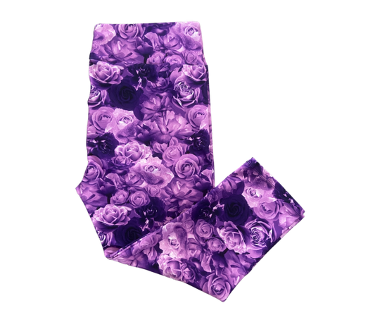 Purple Rose Capri Leggings