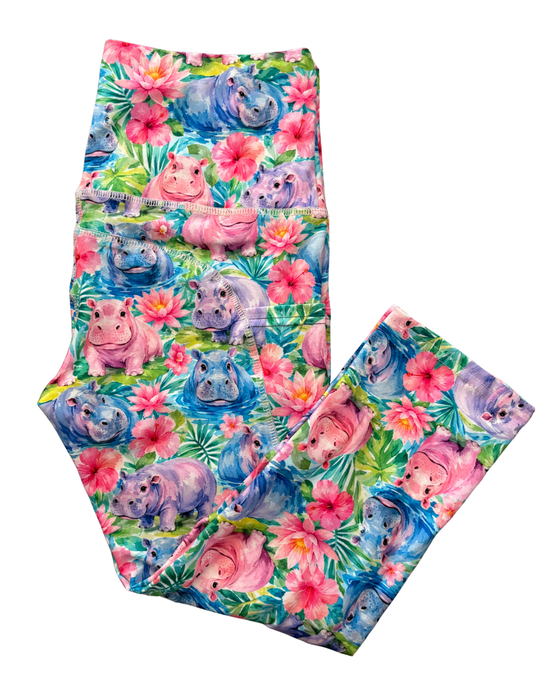 Happy Hippos Capri thigh pocket leggings