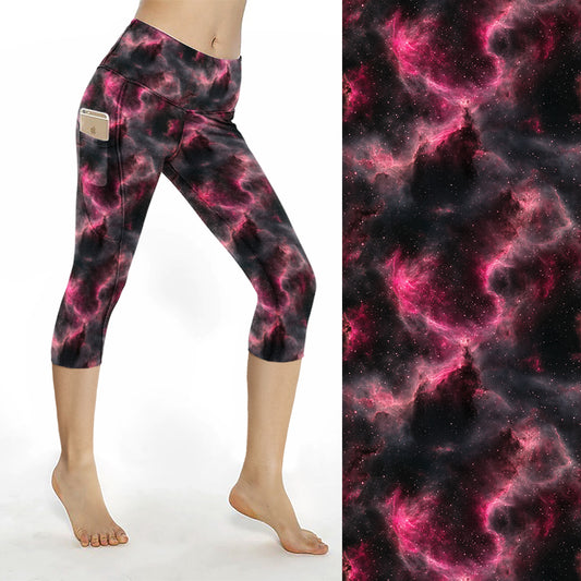 Preorder Pink Galaxy thigh pocket Capri leggings. Ends 31st December, available early to mid February