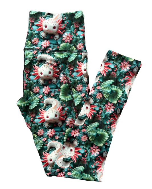 Axolotl Oasis full length thigh pocket leggings