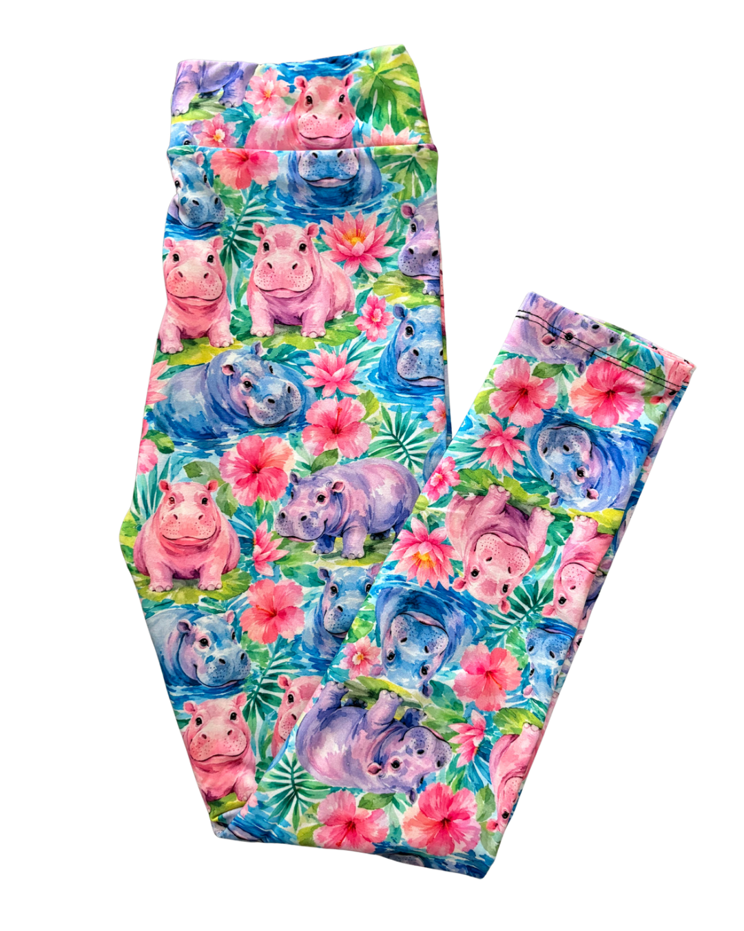 Kids Happy Hippos full length leggings