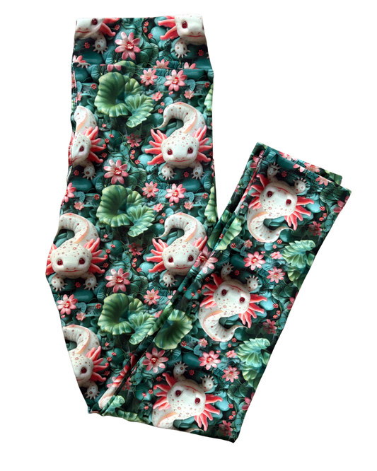Kids Axolotl Oasis full length leggings