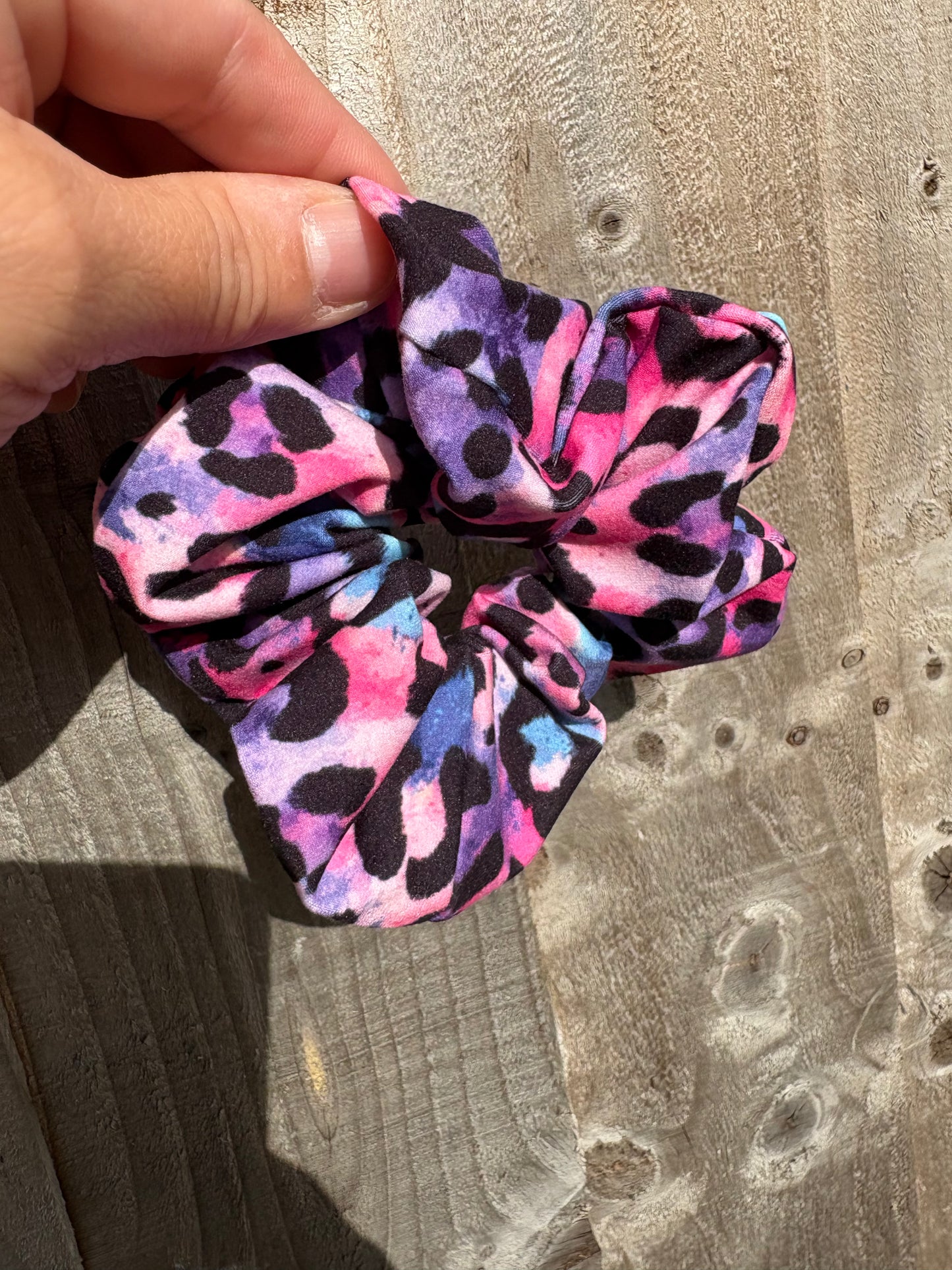 Pink & Purple Leopard hair scrunchie