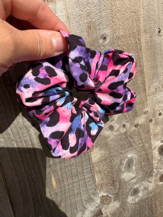 Pink & Purple Leopard hair scrunchie