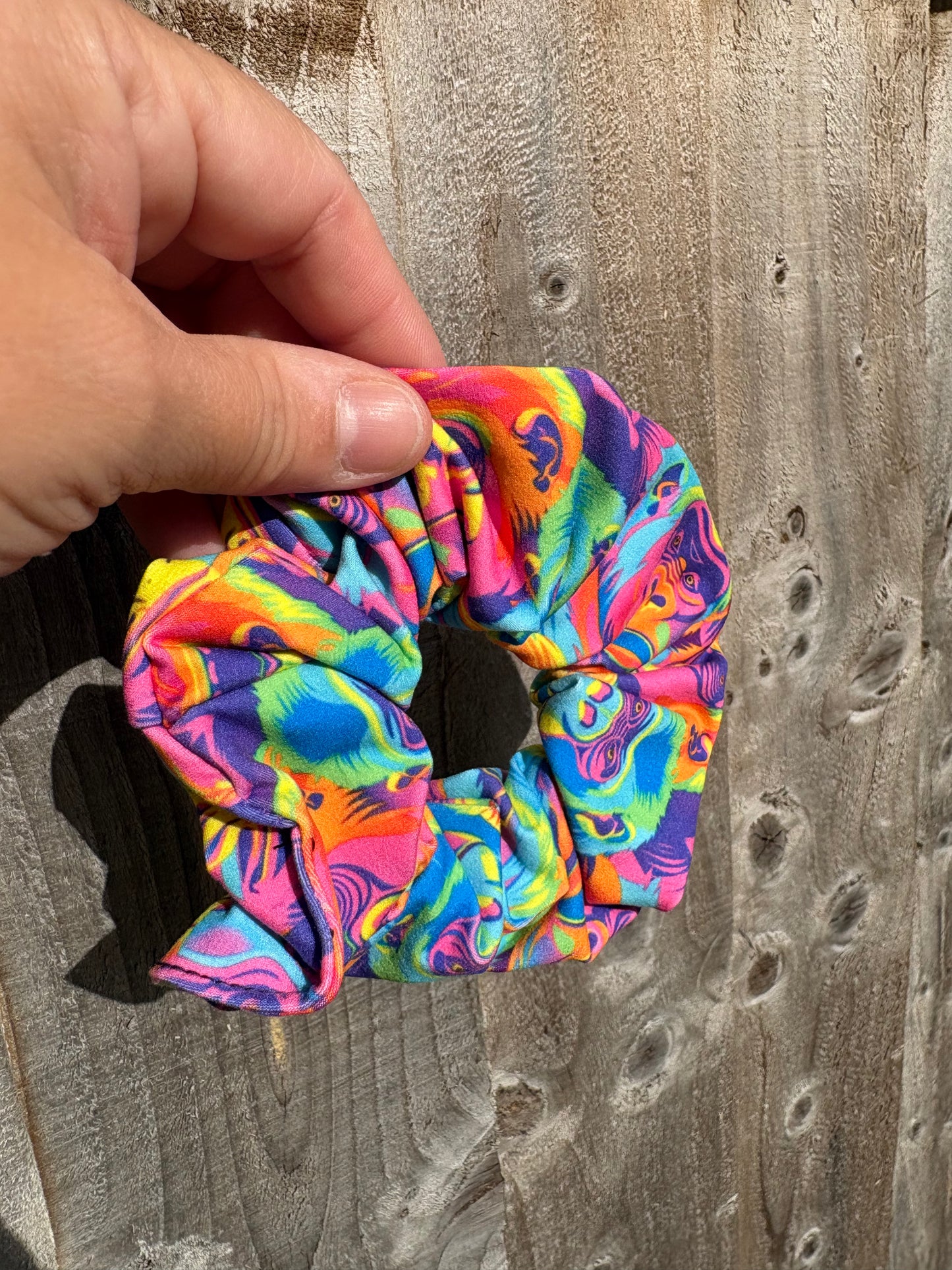 Rainbow Gorilla hair scrunchie