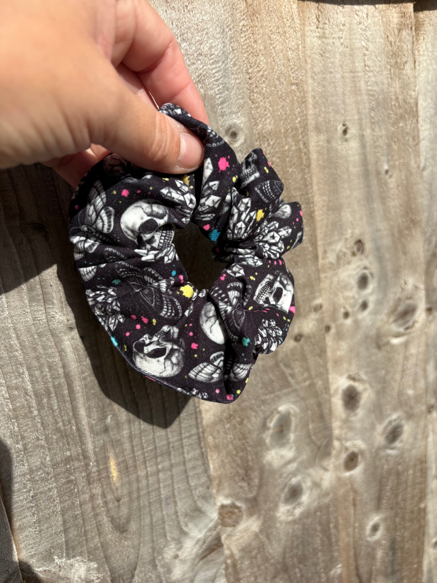 Moth & Skull hair scrunchie