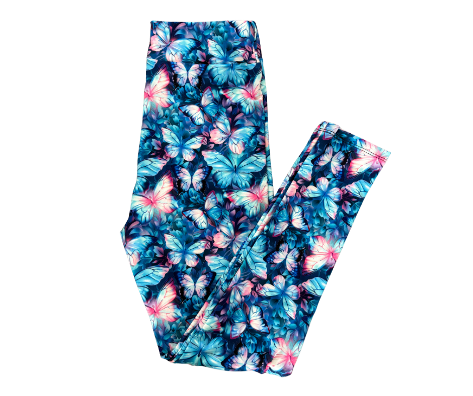 Kids Neon Butterfly full length leggings