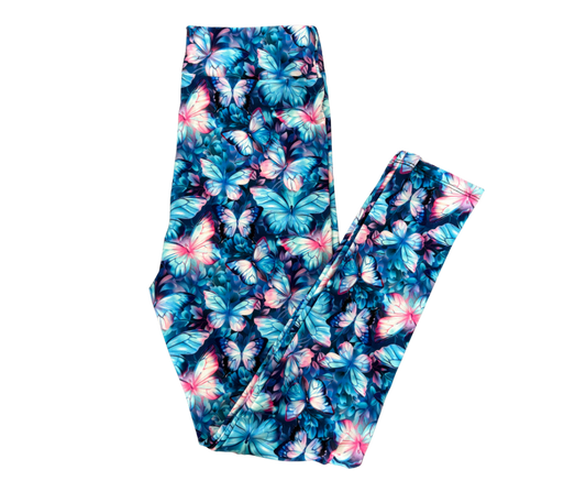Kids Neon Butterfly full length leggings