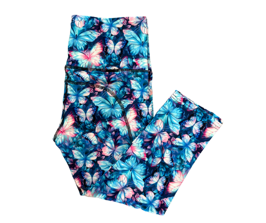 Neon Butterfly thigh pocket Capri leggings