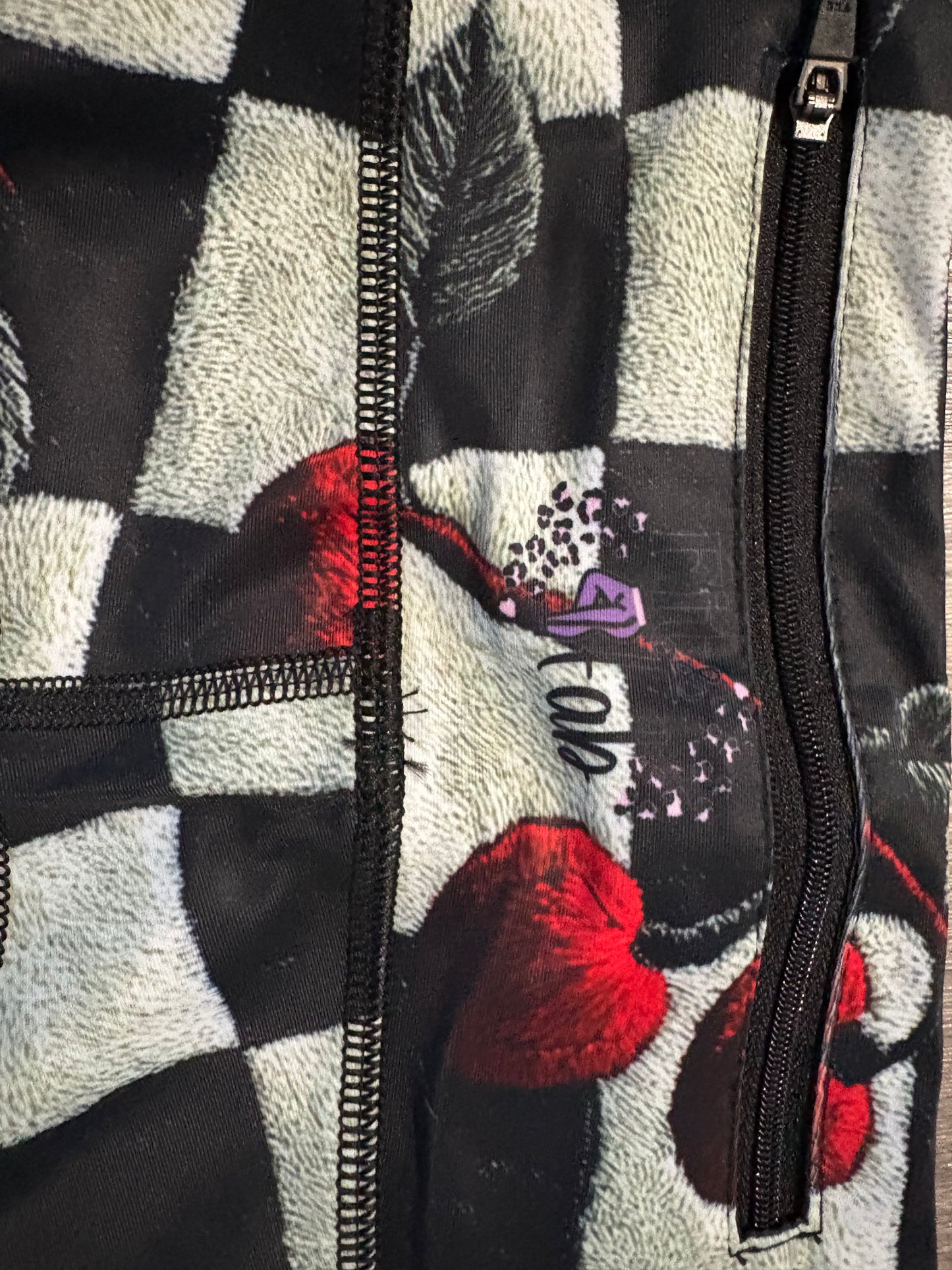 Rockabilly Cherry full length thigh pocket leggings with back zip pocket on waistband.