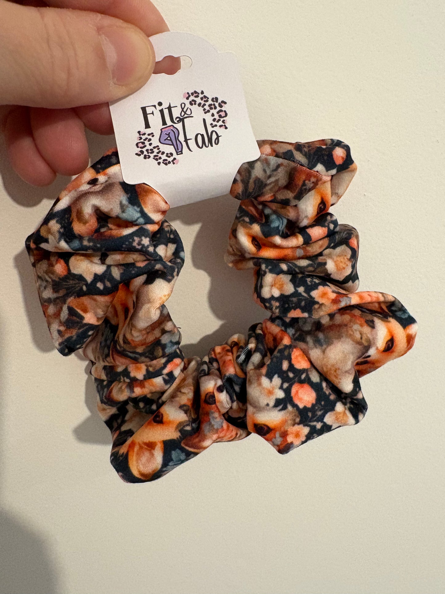 Floral Fox hair scrunchie
