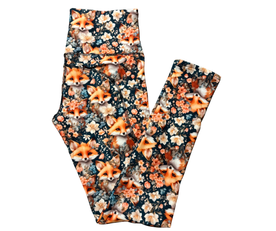 Floral Fox full length thigh pocket leggings