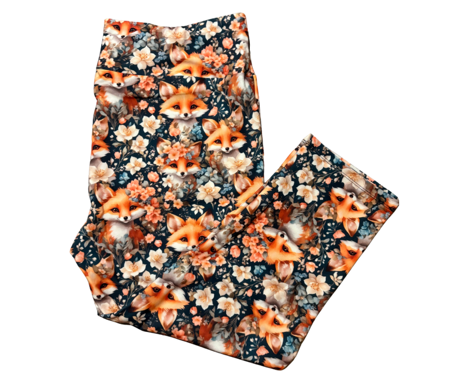 Floral Fox Capri leggings