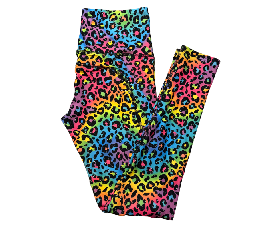 Rainbow Roar full length thigh pocket leggings