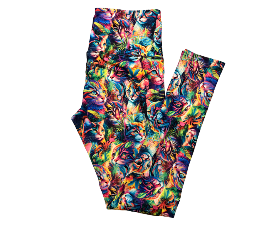 Rainbow Whiskers thigh pocket full length leggings