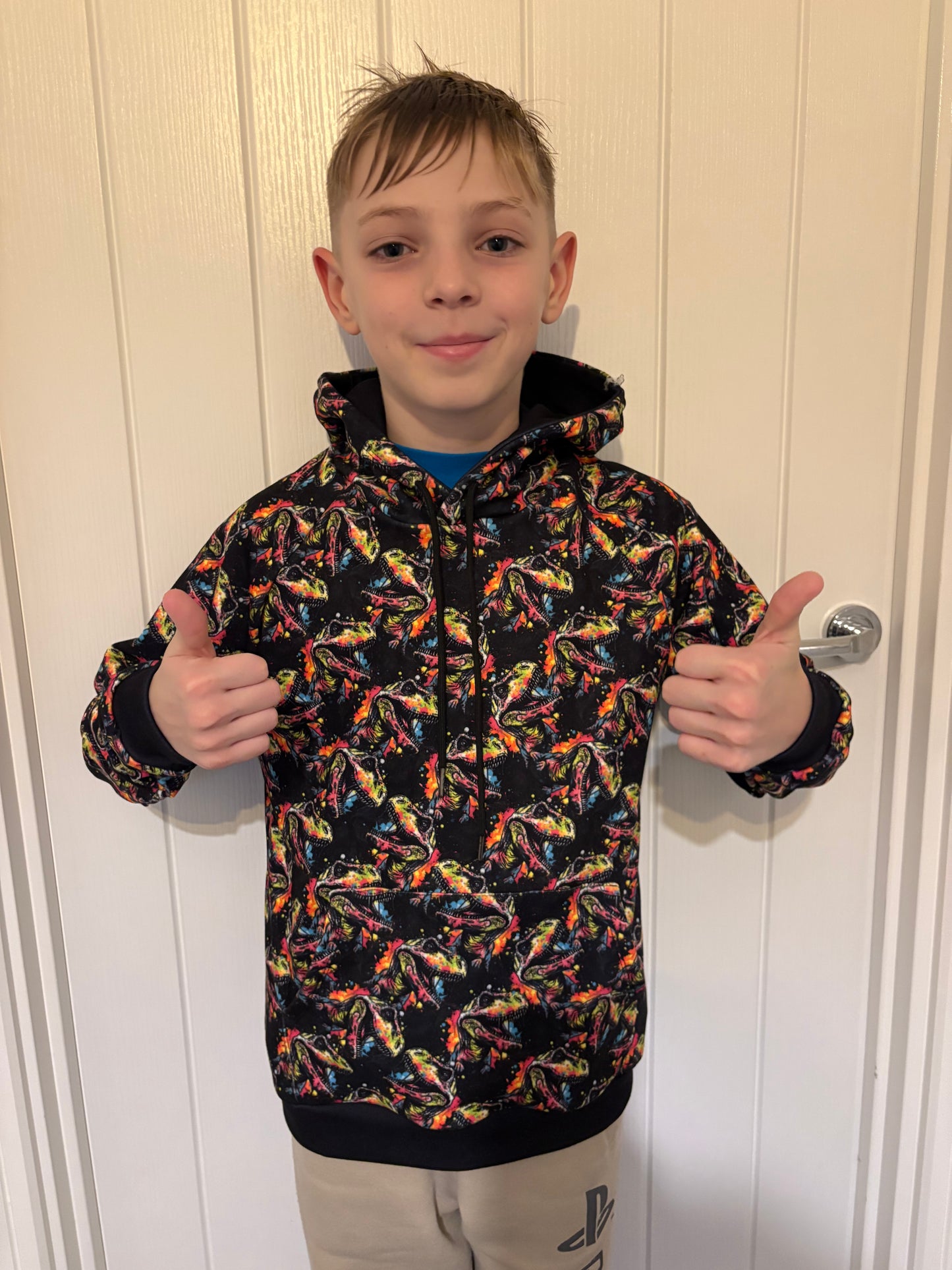 Kids Neon Dinosaur Hoodie
