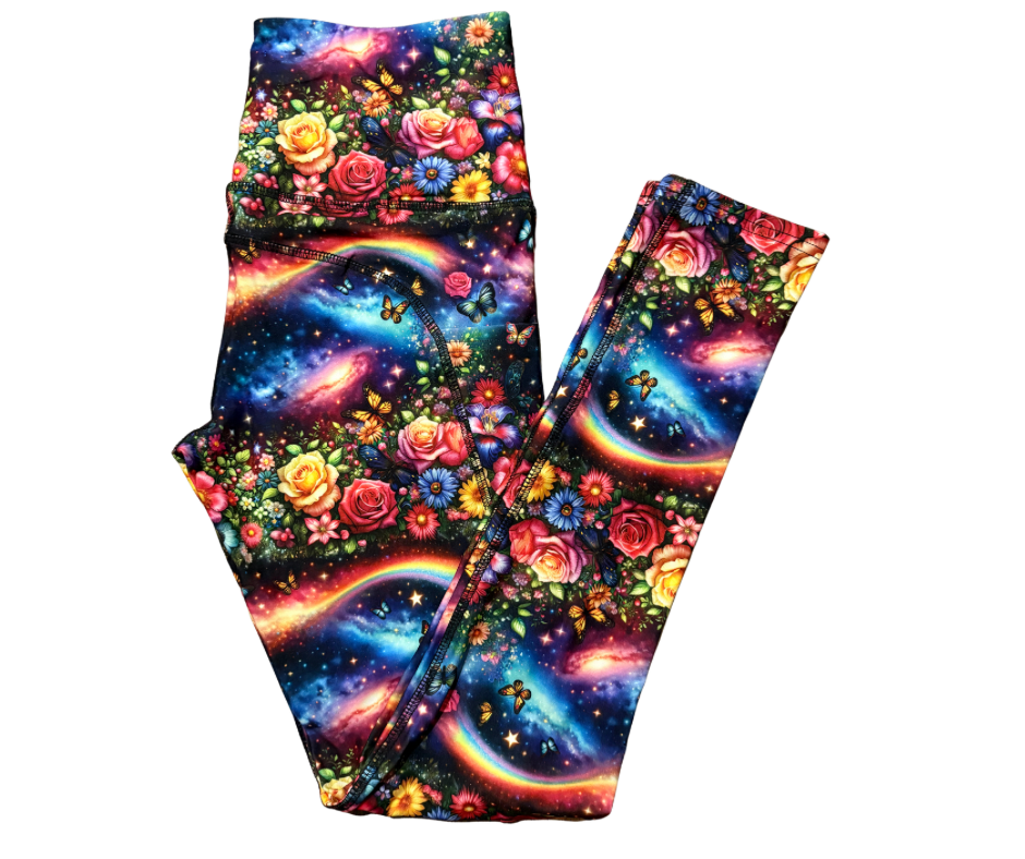 Celestial Bloom full length thigh pocket leggings