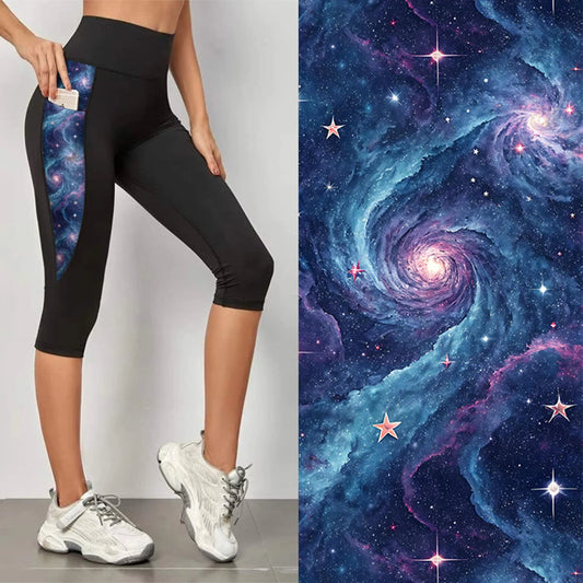 Preorder Cosmic Dreams Capri triangle pocket Leggings. Ends 28th February, available early to mid April