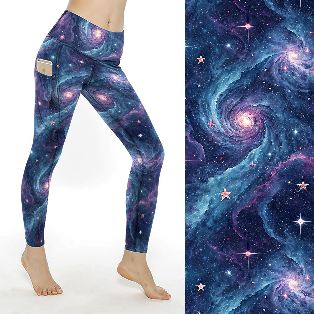 Preorder Cosmic Dreams full length thigh pocket leggings. Ends 28th Feb, available early to mid April
