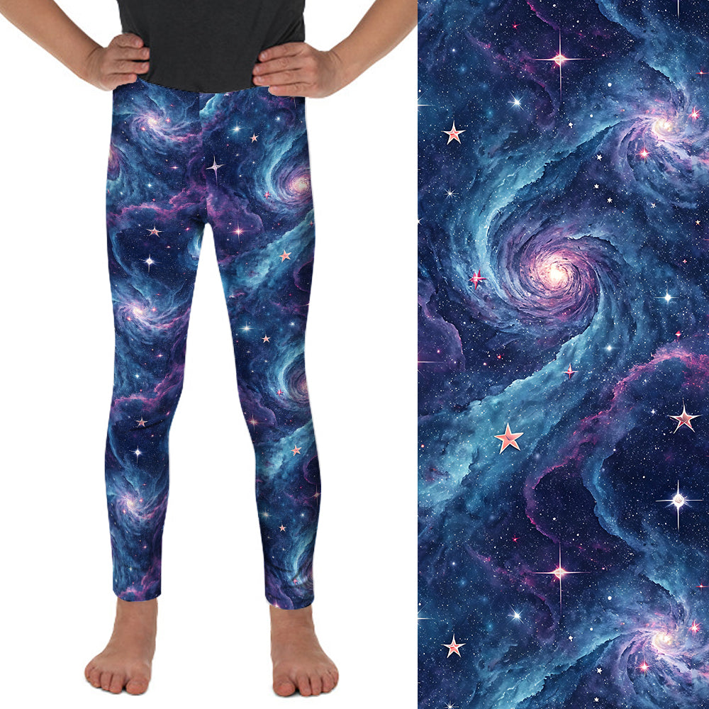 Preorder Kids Cosmic Dreams full length leggings. Ends 28th Feb, available early to mid April