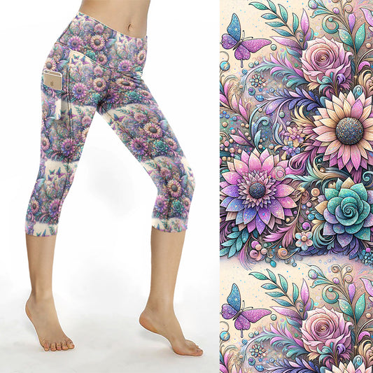 Preorder Glitter Garden thigh pocket Capri leggings. Ends 28th February, available early to mid April