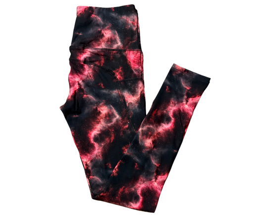 Pink Galaxy full length thigh pocket leggings
