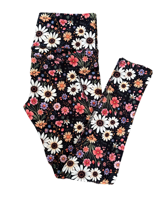 Wildflower Whimsy full length thigh pocket leggings