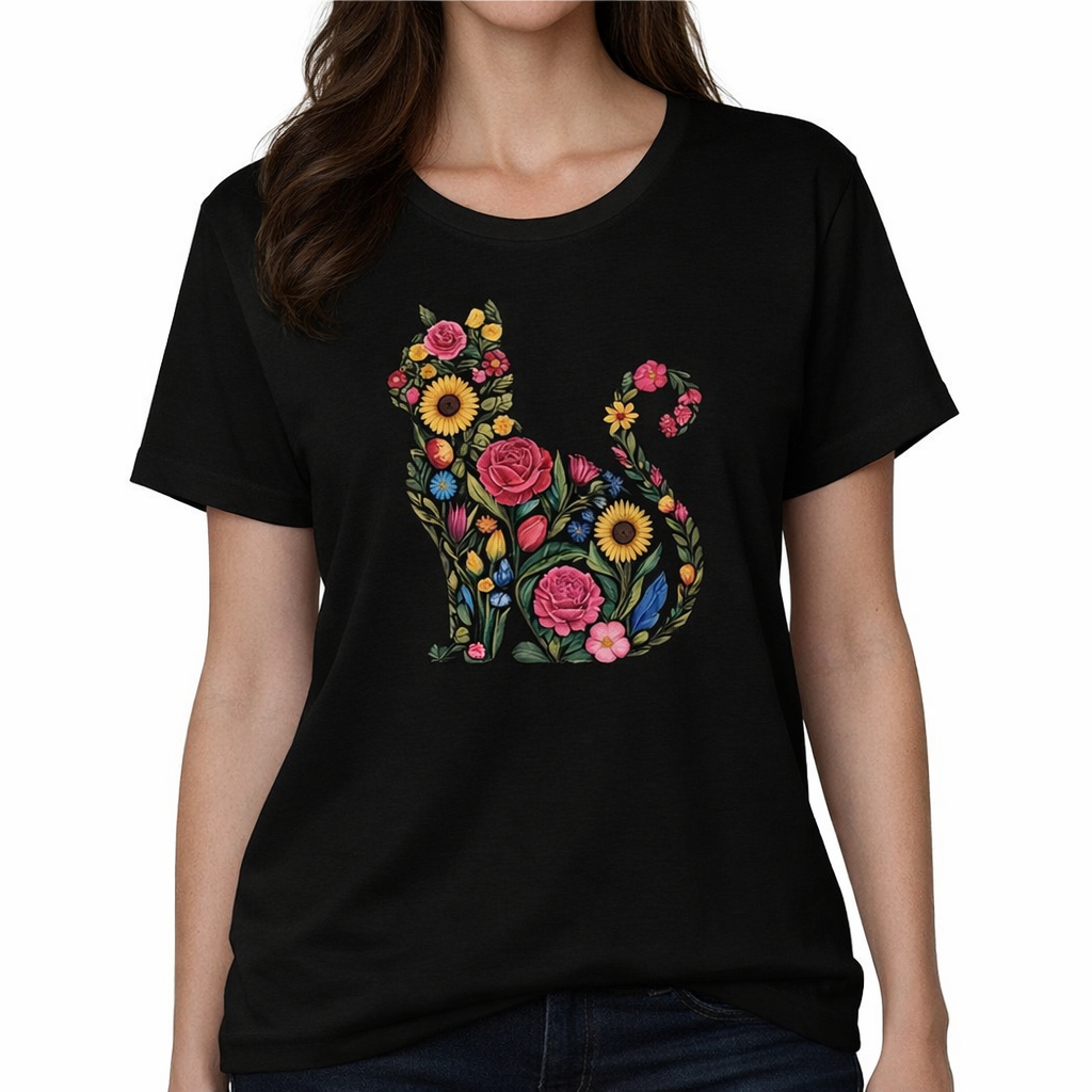 Floral Cat T-Shirt